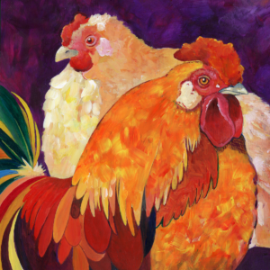 Chickens - 2019 - 8"x8" - Acrylic on Cradled Wood Panel