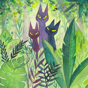 Jungle Cats - 2017 - 8"x8" - Watercolor on Watercolor Paper