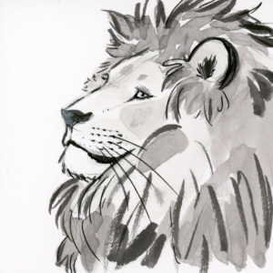 Lion (Inktober) - 2018 - 3"x3" - Ink on Watercolor Artboard